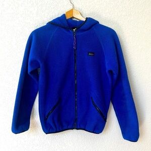 REI Kids Vintage Zip Up Jacket Outdoor Fleece Blue and Black